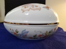 Avon Porcelain Egg, Butterflies &Flowers, Trimmed In 22k Gold, NIB picture