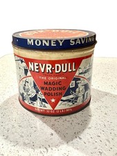 Vintage Nevr Dull Can Tin Net Wt 2 Lbs 1941 Has Original Never Dull Wadding picture
