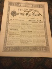 Ca 1890 J.F. Lawrence Gummed And Cut Labels Prescription Papers Etc New Samples picture