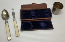 Antique 1800s Victorina Officer's Campaign Travel Folding Cutlery Set picture