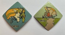 Pair Of PETER MAX Enamel Pin Broaches Vintage Jewelry picture