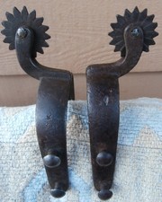 2 Antique August Buermann Old Iron O. K. Horse Spurs close --NOT a PAIR picture