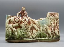 McCoy 1956 WILD WEST Rare #781 RODEO COWBOY PLANTER - Mirror Stamped 7 3/4” x 4” picture