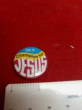Vintage I'm A Champion For Jesus Pin Back Button 1988 picture