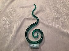 Art Glass Sculpture Murano Style Swirl Abstract Large Vintage Green Twisted picture