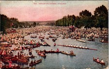 Henley on Thames England 1913 People In Boats Postcard picture