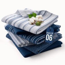 6pc Kitchen Towel Set Tea-Bar Towels 100% Cotton 16 x 26 Soft and Fast Absorbent picture