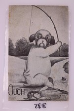 Vintage 1909 Comic Postcard Dog Fishing Humor Kawin & Co. Chicago picture