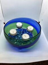 PartyLite Spring Art Glass Bowl W/ Votives, P92079, Handcrafted In Poland picture
