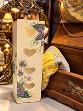 Vintage Hand-Painted Wooden Heart Cutout Decorative Box picture