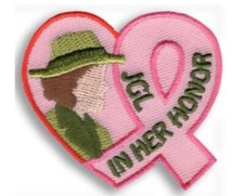 Girl Juliette Low IN HER HONOR Breast Cancer Fun Patches SCOUTS GUIDE ribbon picture