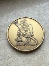 2005 Wisconsin State Firefighters Memorial Challenge Coin Bronze Tone Fireman picture