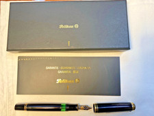 Pelikan M800 Resin Fountain Pen Black Gold Trim Medium Gold Nib with Box picture