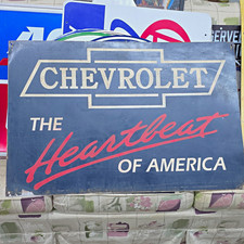 Chevrolet The Heartbeat of America Original Sign 1980s Blue White Red USA picture