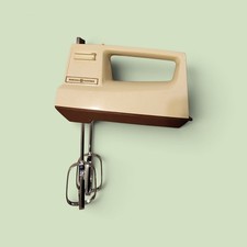 Vintage Collectible General Electric (GE) 3-Speed Hand Mixer – Coffee & Almond picture