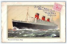 Cunard RMJ Queen Mary Steamer Ship Pebble Beach California CA Vintage Postcard picture