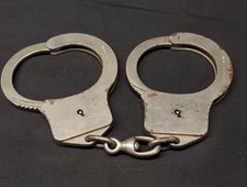 Antique Harvard Lock Co New York Handcuffs Swing Through Ratchet Working No Key picture