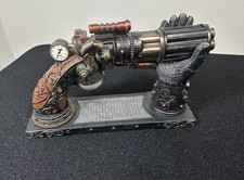 Veronese Design Steampunk 6 Barrel Display Pistol & Gauntlet Stand Statue picture