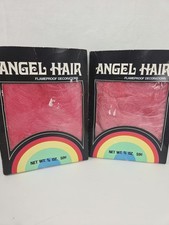 2-Vtg Pink Angel Hair Spun Glass Xmas Tree Trimming Decor MCM Original Box NOS picture