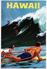 a197 Hawaii Surfing Vintage Travel Poster Refrigerator Magnet picture