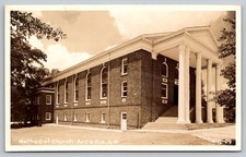 Methodist Church Arcadia LA Louisiana RPPC Postcard columned portico c1930s picture