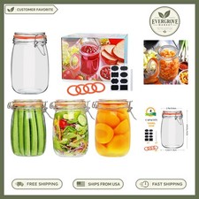 Elegant 32 oz Airtight Mason Jars with Hinged Lids - Perfect for Preserving picture