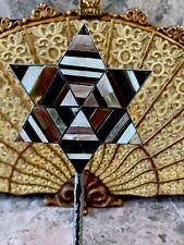 Star Of David Sculpture Inlaid Stone Hammered Metal 18” Height Horchow $940 Vtg picture