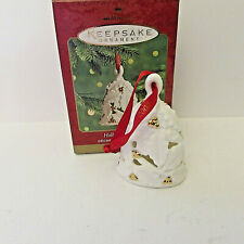 Vintage Hallmark Keepsake Christmas Ornament Holly Berry Bell Porcelain 2000 picture