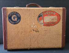 Antique 1930s Ocean Liner Suitcase Cunard White Star Tourist Class Label 18