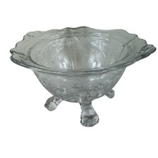 Vintage Cambridge Clear Glass Footed Etched Wildflower Candy Dish No Lid picture