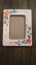 Floral Ceramic Picture Frame Pink Blue Flowers Portrait Tabletop Cottagecore picture