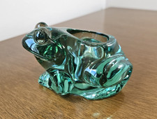 Vintage Indiana Glass Co. Spanish Green Glass Frog Votive Candle Holder picture