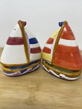 Vtg Nautical Sailboat Salt and Pepper Shaker Set Shakers Boats Cedar Point Beach picture