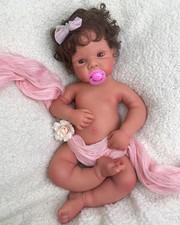 19 inch Open Mouth Full Body Silicone Reborn Baby Doll Girl with Hair, Tan picture