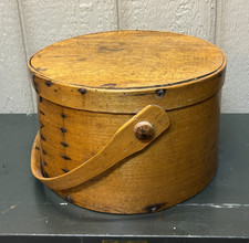 Antique Early Wooden Pantry Box With Double Nail & Hand Carved Construction picture