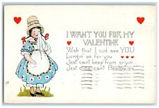 1924 Valentine Woman Crying Bonnet Hearts Saint Paul Minnesota MN Postcard picture