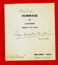 L*37-AUTOGRAPH-ROGER MARTIN DU GARD-WRITER-PLAYWRIGHT-(1881-1958) picture