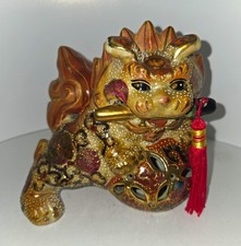 Vintage Japanese Satsuma Kutani Moriage Shishi Foo Dog Figural IncenseBurnerKoro picture