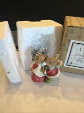 karen hahn Enesco heart of christmas figurines  MOUSE COUPLE W/HOLLY 4052779 NIB picture