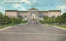 1936 Postcard Philadelphia Museum of Art linen color picture