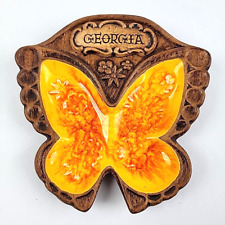 Retro Treasure Craft Orange Butterfly Ashtray Vintage Trinket Dish GEORGIA picture