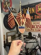 Vtg American Flag Shield License Plate Topper Flag Holder Bicycle Or Automotive picture