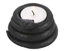 Pack Of 2 Witchcraft Dark Magic Black Coiled Snake Tea Light Votive Candleholder picture