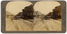 Twin Falls Idaho Main Street c1910 Stereoview by O.H. Watson, Carriages Bicycles picture