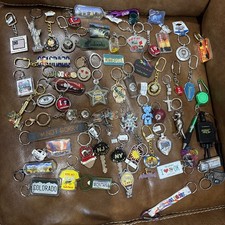 HUGE Lot of 60 Travel Assorted Keychains States Vintage 80s 90s Fun Lot picture