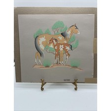 Vintage Harrison Begay Navajo Artist Tewa Silk Screen Pinto Horses Santa Fe picture