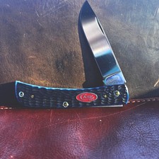 Case XX Sod Buster Jr Pocketknife Blue Bone Handle 1 Blade Stainless Drop Point picture