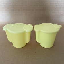Vintage Tupperware Sugar & Creamer Container Set #577 & 574 Flip Top Yellow picture