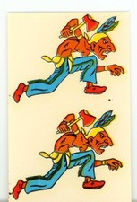 VINTAGE ANGRY NATIVE IMPKO NOVELTY COMIC 1950s ORIGINAL WATERSLIDE DECAL LOT 2 picture