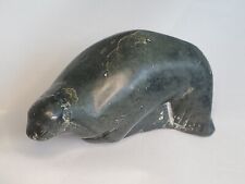 Vintage Inuit Seal Carving - green soapstone figure 5